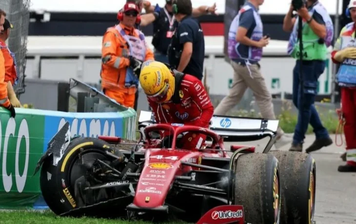 Авария и сход Льюиса Хэмилтона в гонке Ф1 в Зандворте. Видео