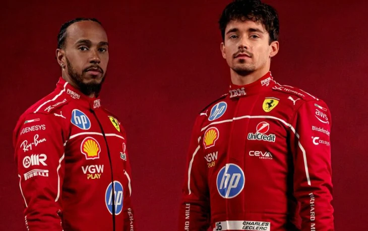 &laquo;Эра 1644&raquo;. Первая совместная фотосессия Леклера и Хэмилтона в Ferrari