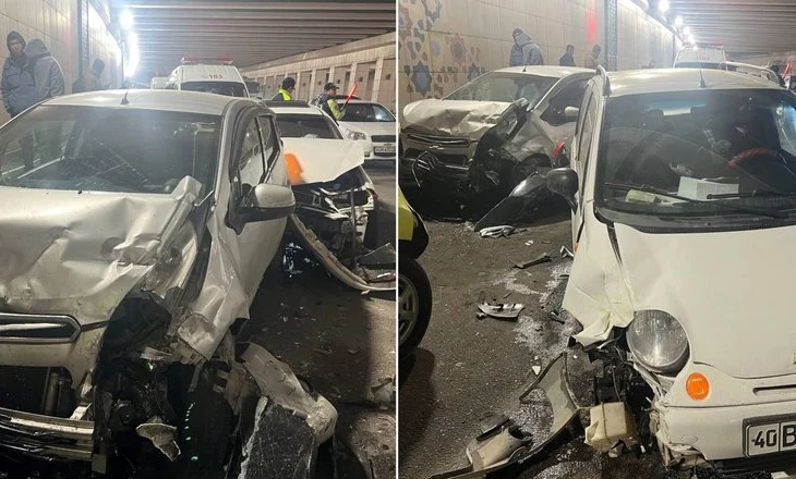 В Ташкенте в тоннеле произошло ДТП с участием 5 автомобилей: есть пострадавшие &mdash; видео